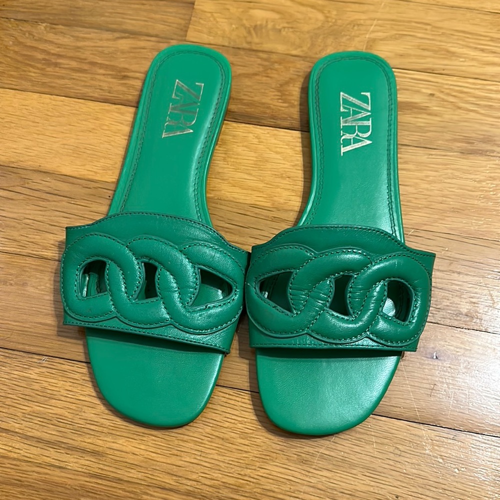 Green Zara Slides